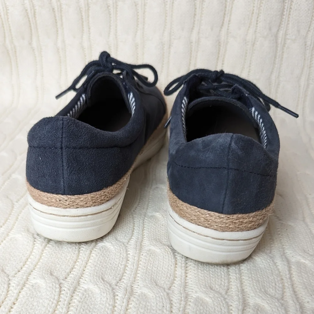 Collections by Clarks Marie Mist Derby‎ Faux Suede Sneakers 8.5 Navy Blue Woven